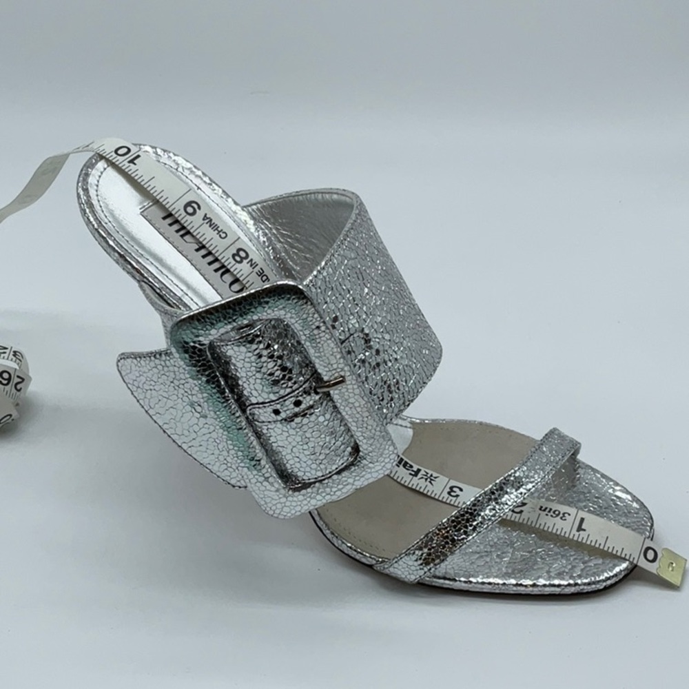 ATTICO Ester Crackled Metallic-leather Mules In Silver - Picture 16 of 16